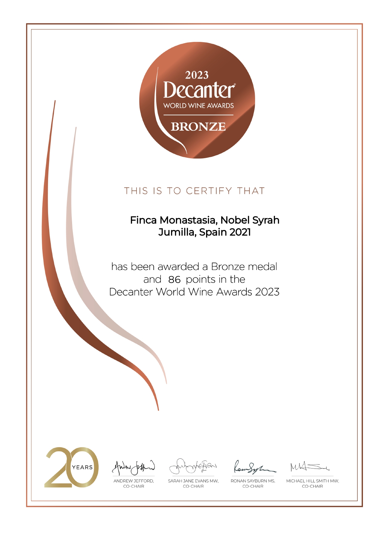 PREMIO DECANTER Syrah Nobel Jumilla 2021